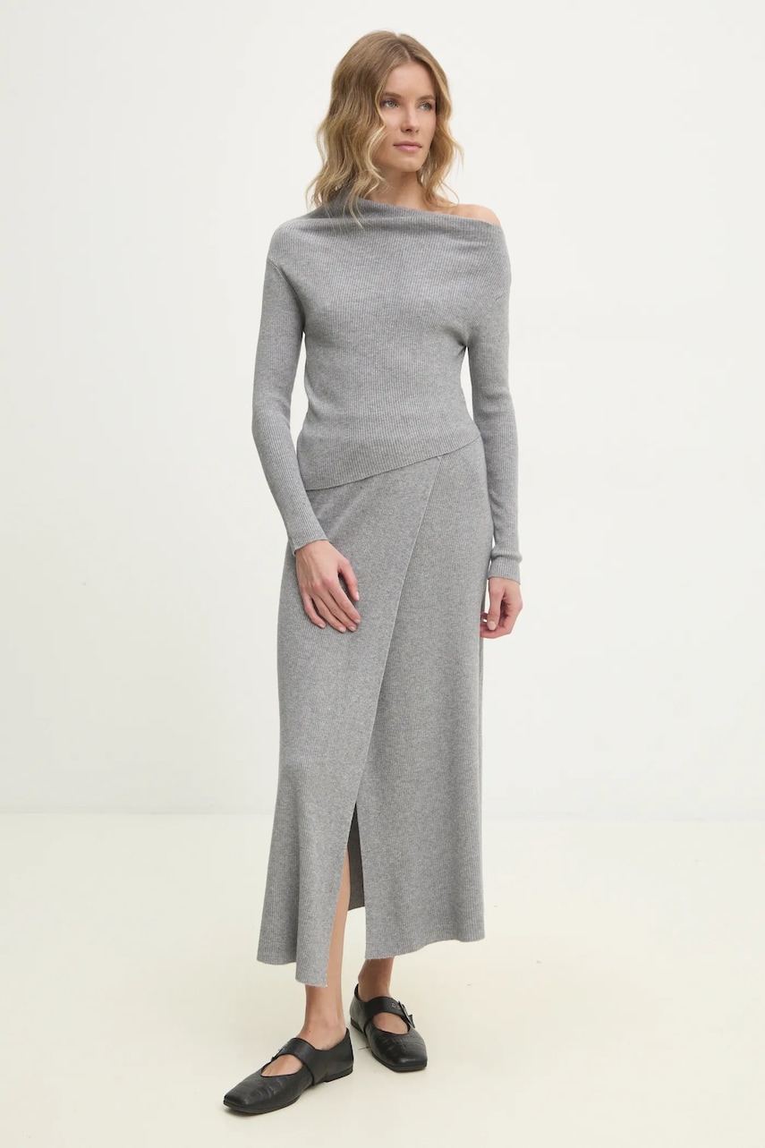 Answear Lab bluză și fustă culoarea gri