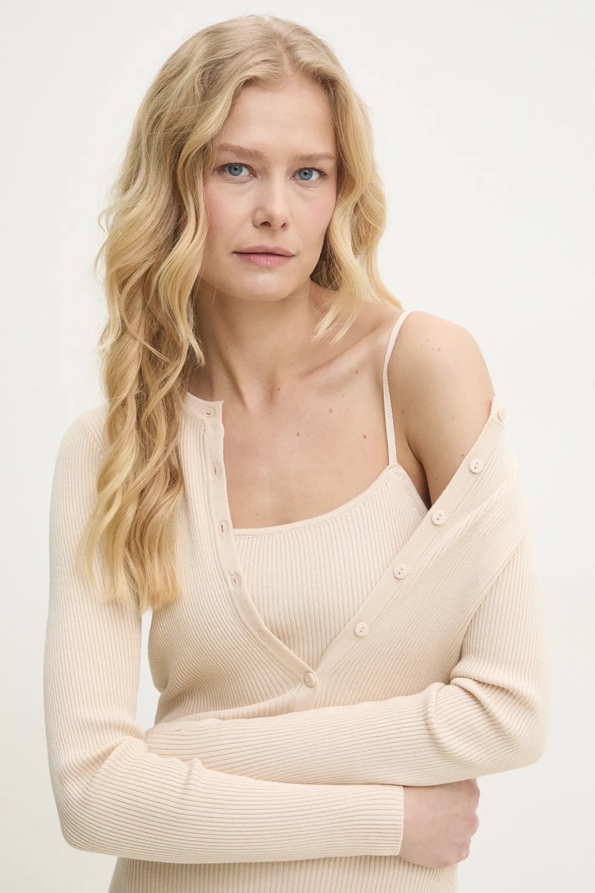 Φόρεμα και ζακέτα Answear.LAB χρώμα: μπεζ φωτογραφία