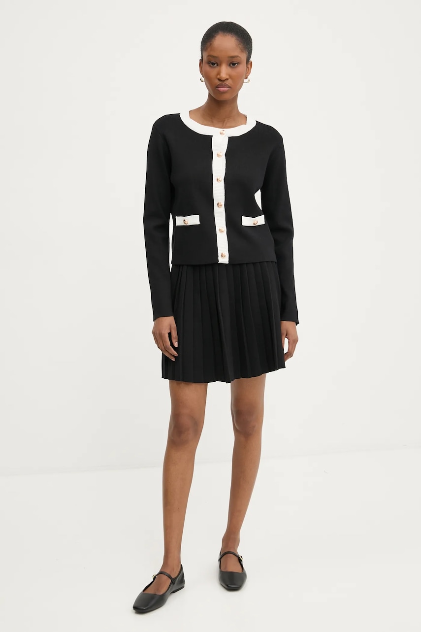 Answear Lab cardigan și fustă culoarea negru