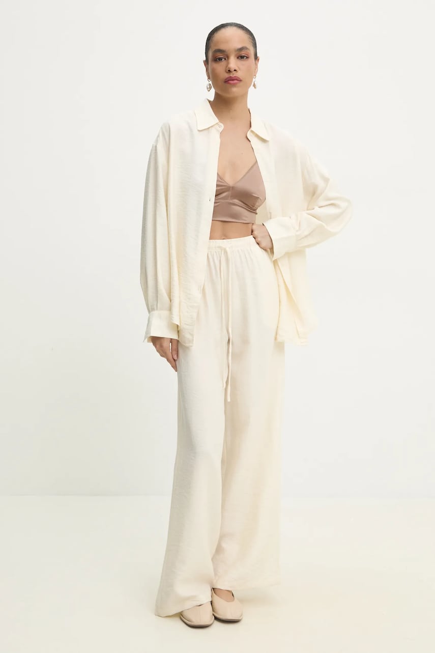 Answear Lab cămașă și pantaloni femei, culoarea bej