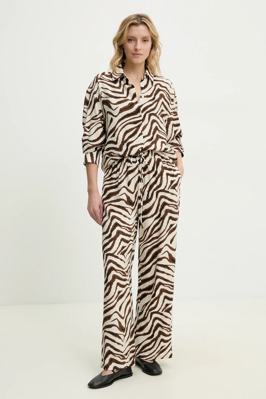 Answear Lab cămașă și pantaloni femei, culoarea maro - 0 | YEO