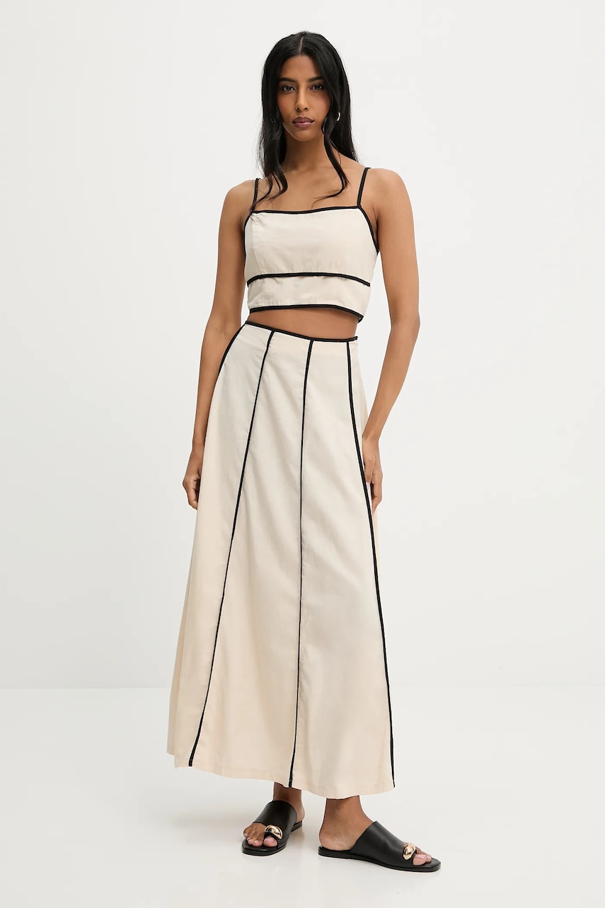 Answear Lab set cu top și fustă femei, culoarea bej