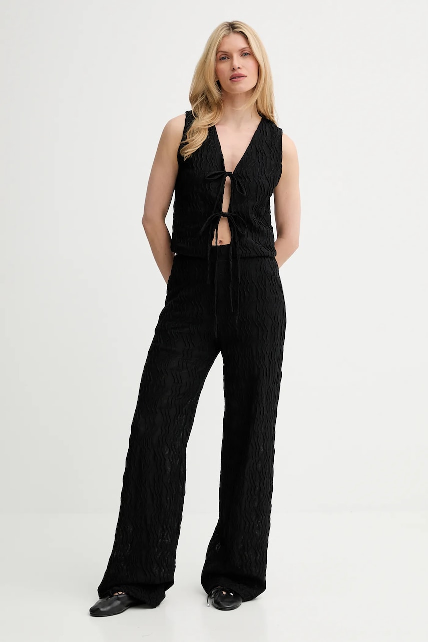 Answear Lab vestă și pantaloni culoarea neagră, pentru femei
