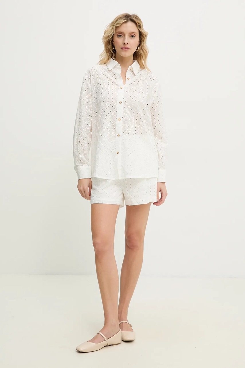 Answear Lab cămașă și pantaloni scurți din bumbac culoarea alb