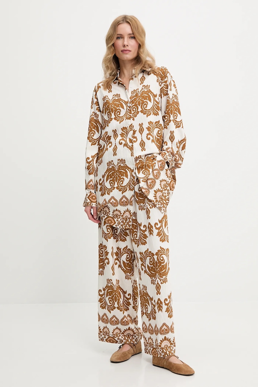 Answear Lab cămașă și pantaloni culoarea maro