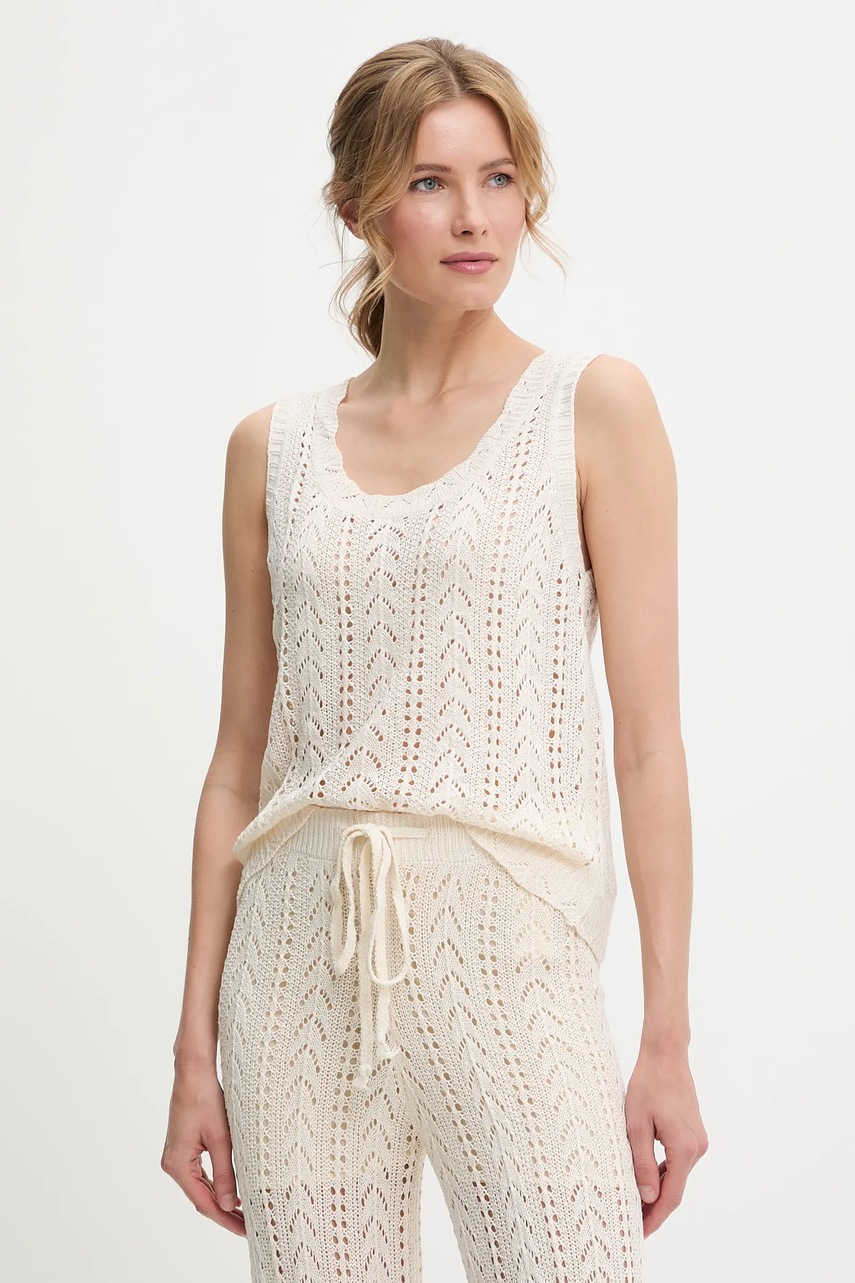 Хлопковая блузка и брюки Answear.LAB цвет бежевый