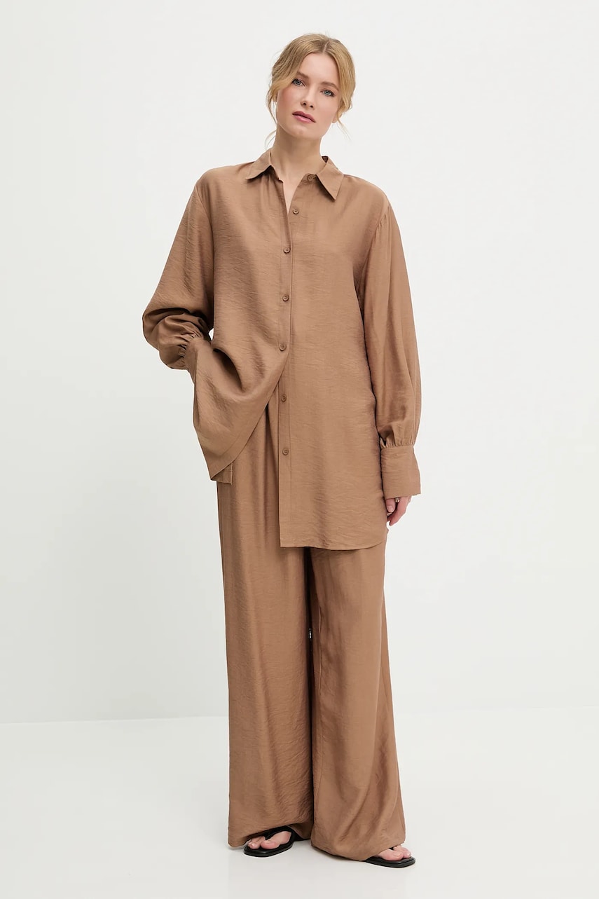 Answear Lab cămașă și pantaloni culoarea maro Answear Lab cămașă și pantaloni culoarea maro