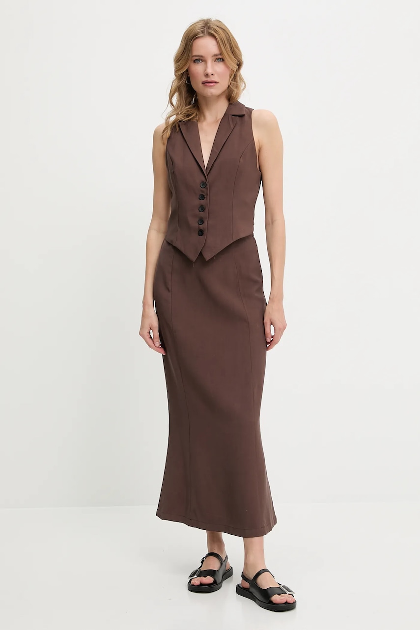 Answear Lab vestă și fustă culoarea maro Answear Lab vestă și fustă culoarea maro