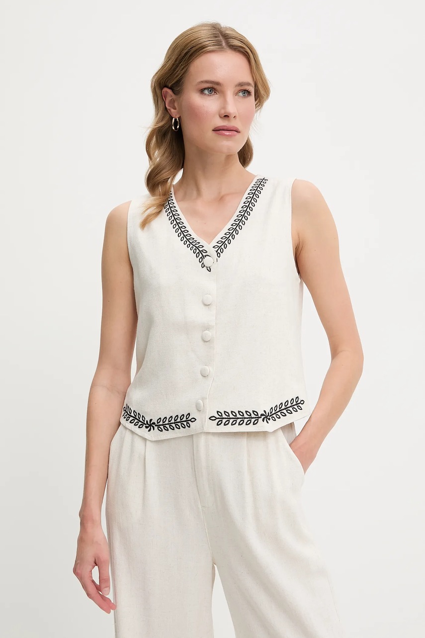 Жилетка и брюки со льном Answear.LAB цвет бежевый