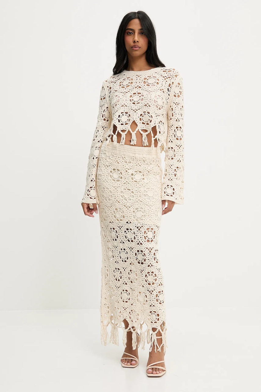 Answear Lab bluza si fusta din bumbac culoarea bej