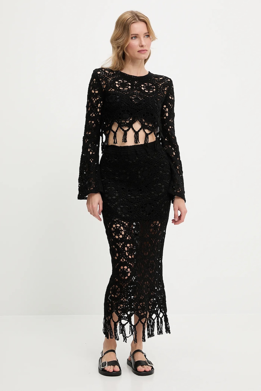 Answear Lab bluză și fustă din bumbac culoarea negru - 0 | YEO