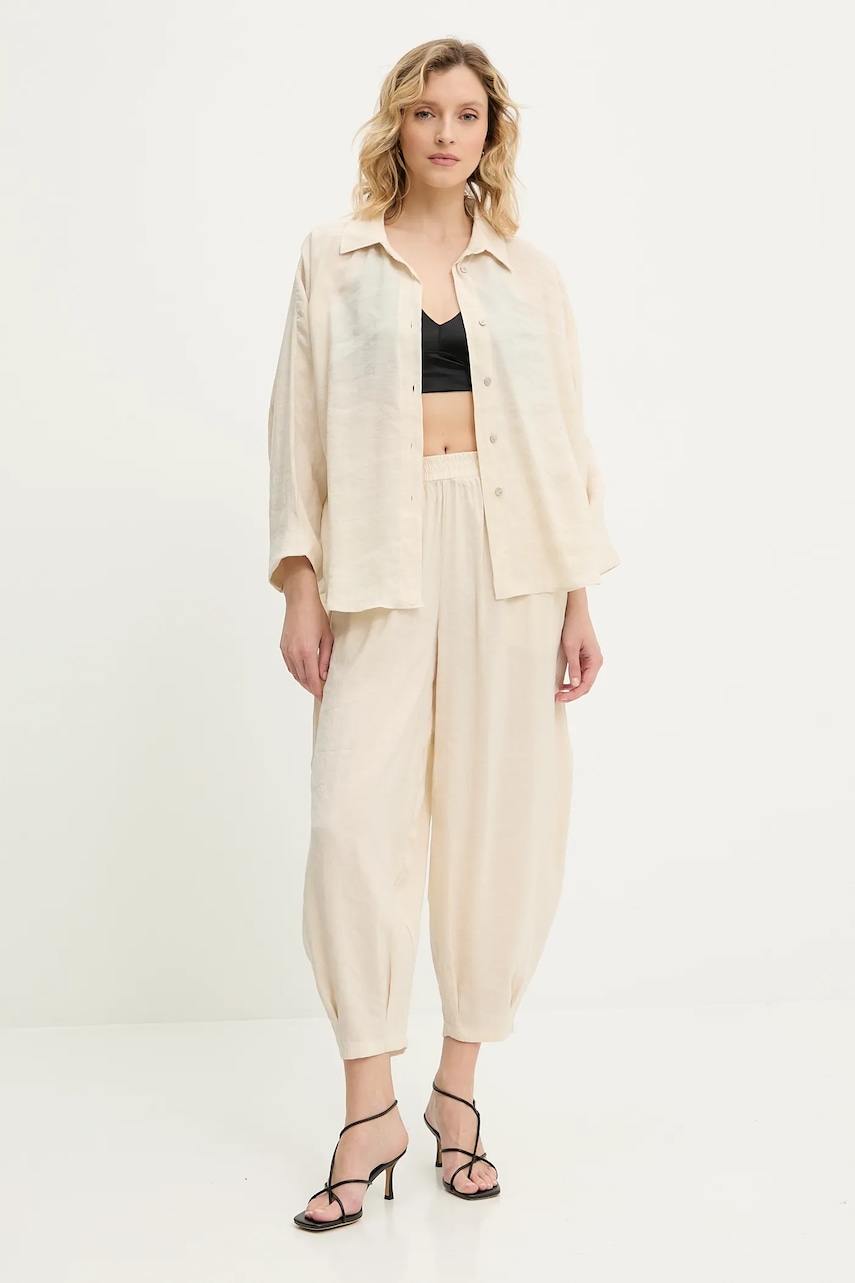 Answear Lab cămașă și pantaloni culoarea bej