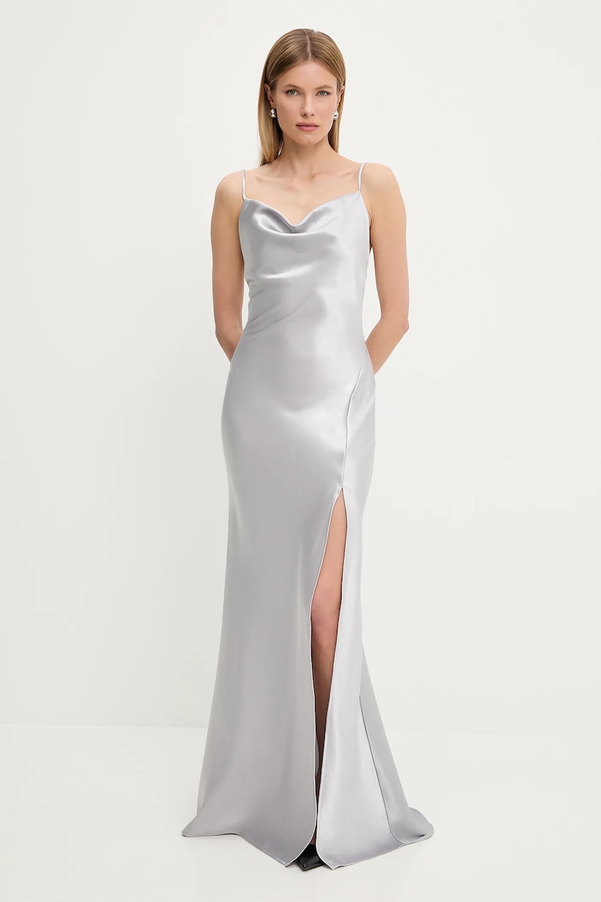 Answear Lab rochie culoarea argintiu, maxi, evazati Answear Lab rochie culoarea argintiu, maxi, evazati