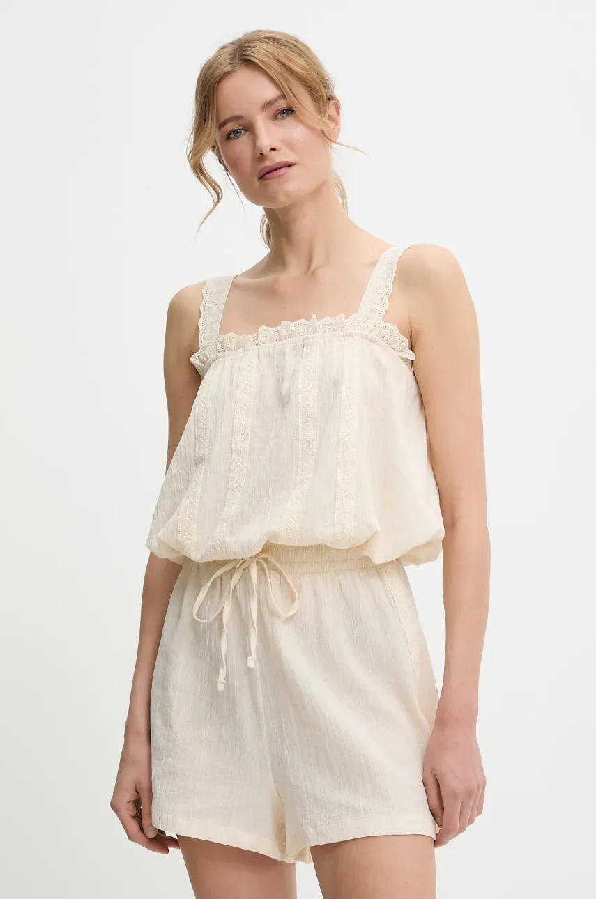 Answear Lab bluză și pantaloni scurți din bumbac culoarea bej