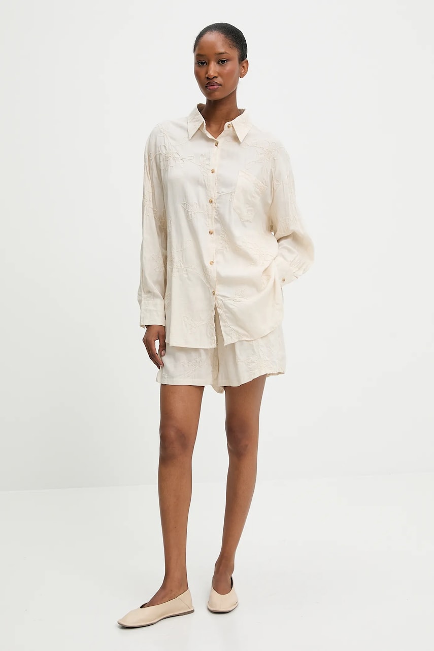 Answear Lab cămașă și pantaloni scurți femei, culoarea bej - 0 | YEO