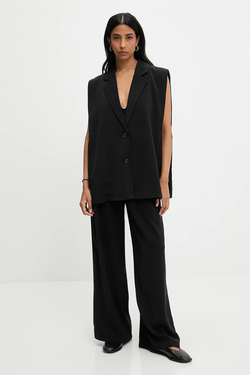 Answear Lab vestă și pantaloni culoarea negru