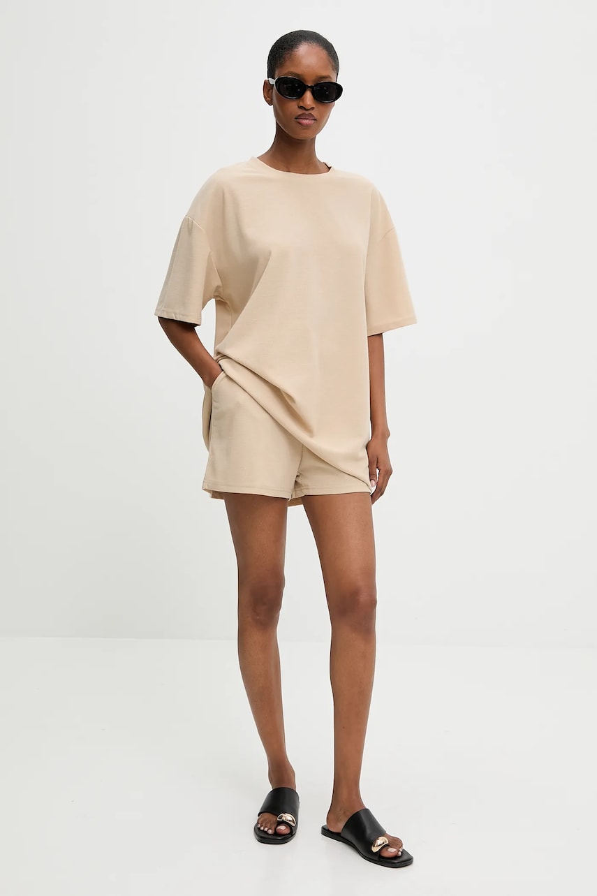 Answear Lab tricou și pantaloni scurți culoarea bej