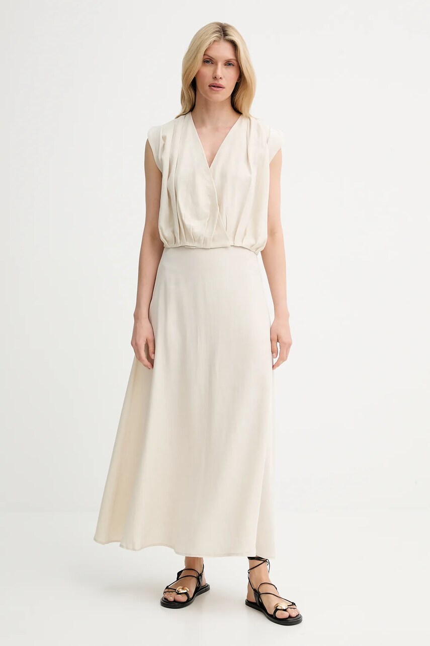 Answear Lab bluză și fustă culoarea bej