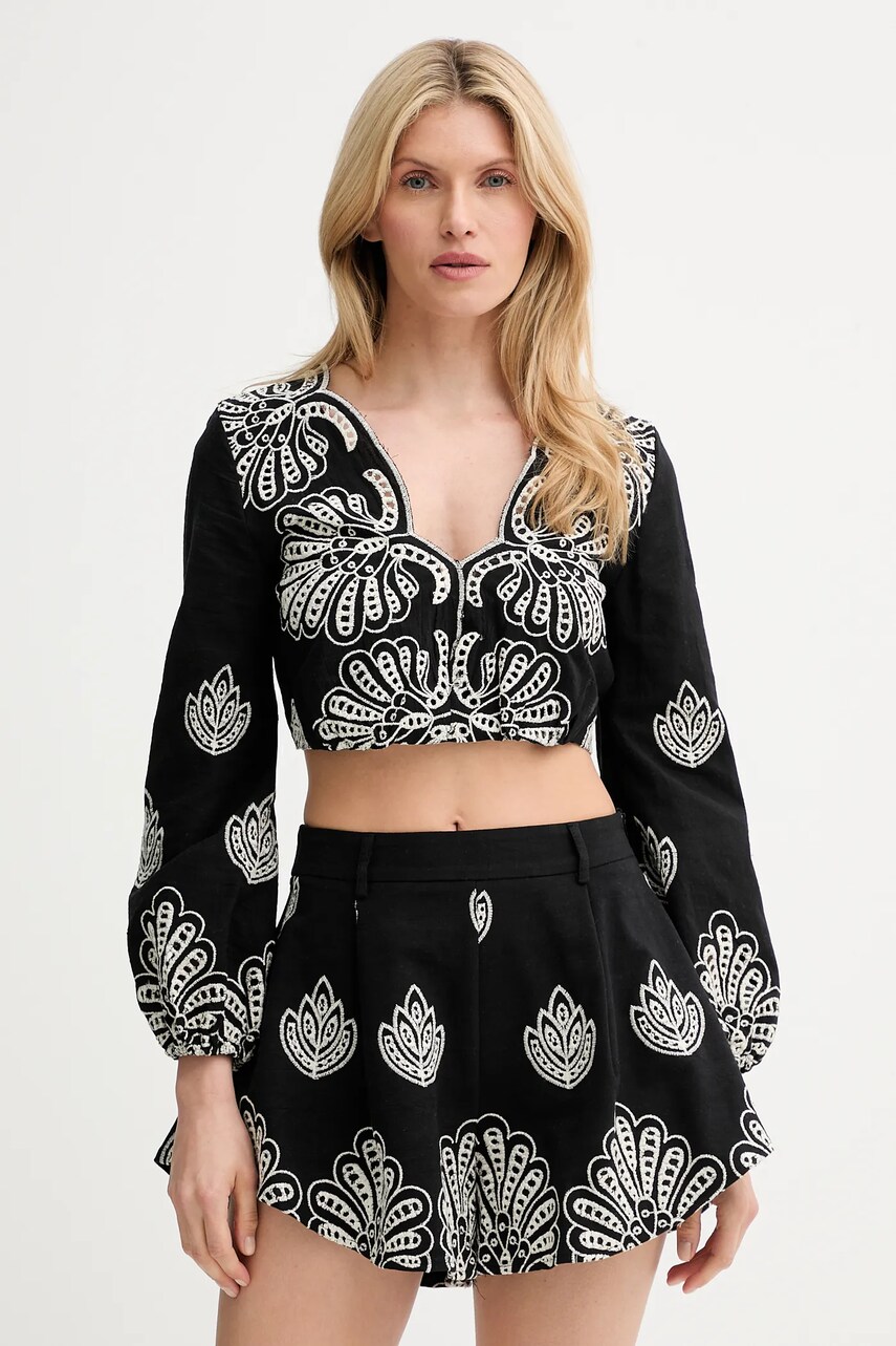 Answear Lab bluză și pantaloni scurți culoarea negru