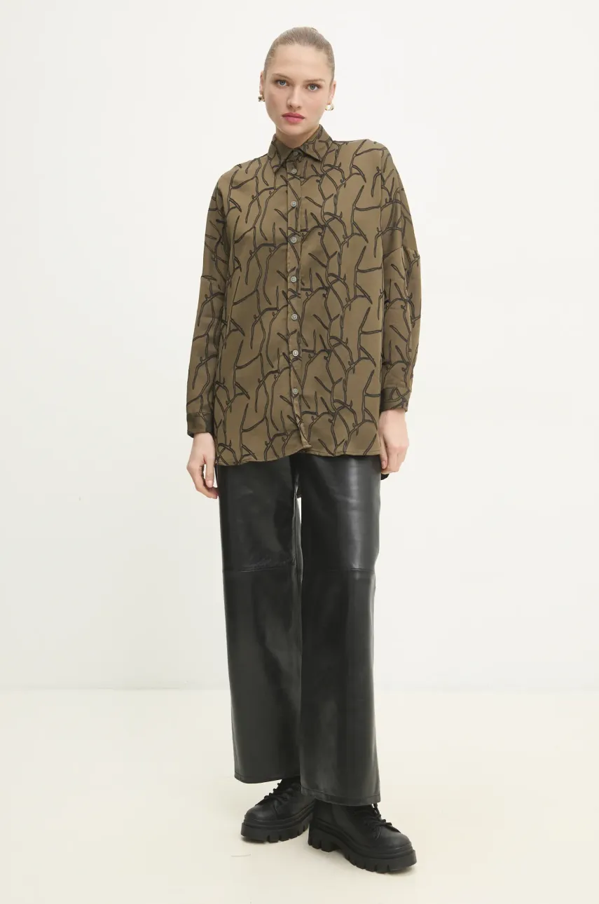 Рубашка Answear.LAB женская цвет зелёный relaxed классический воротник Рубашка Answear.LAB женская цвет зелёный relaxed классический воротник