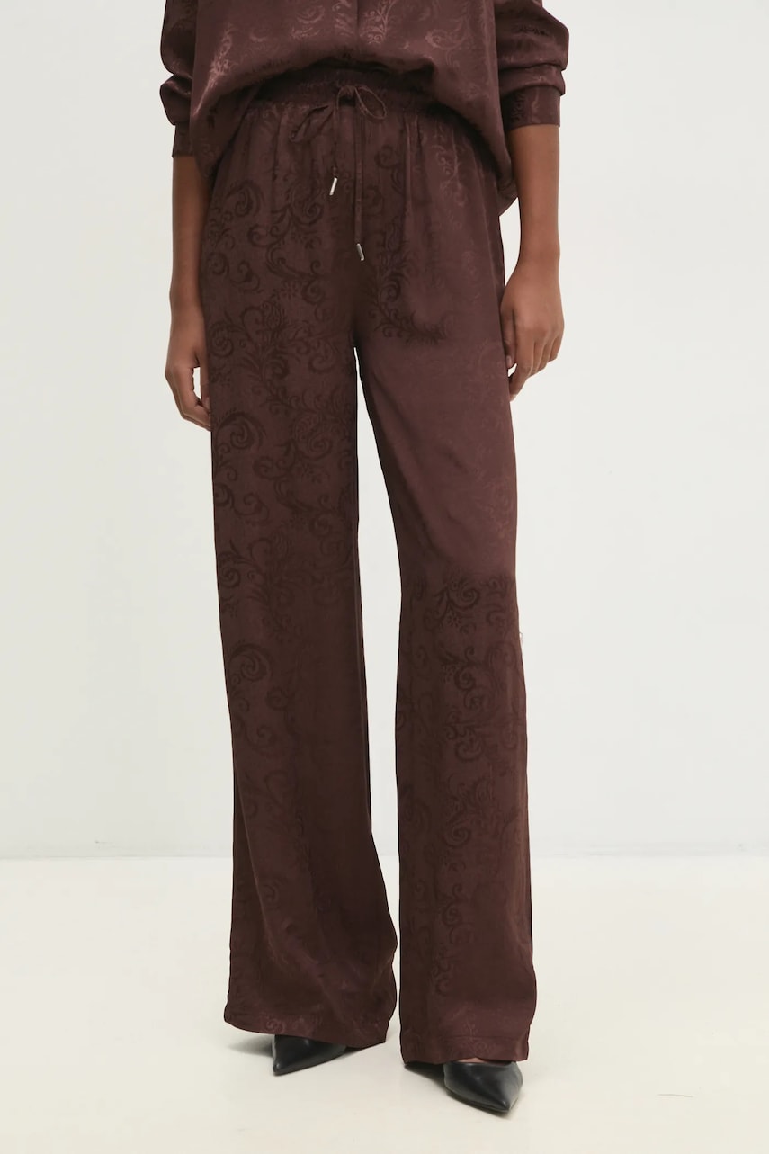 Levně Kalhoty Answear Lab dámské, hnědá barva, jednoduché, high waist