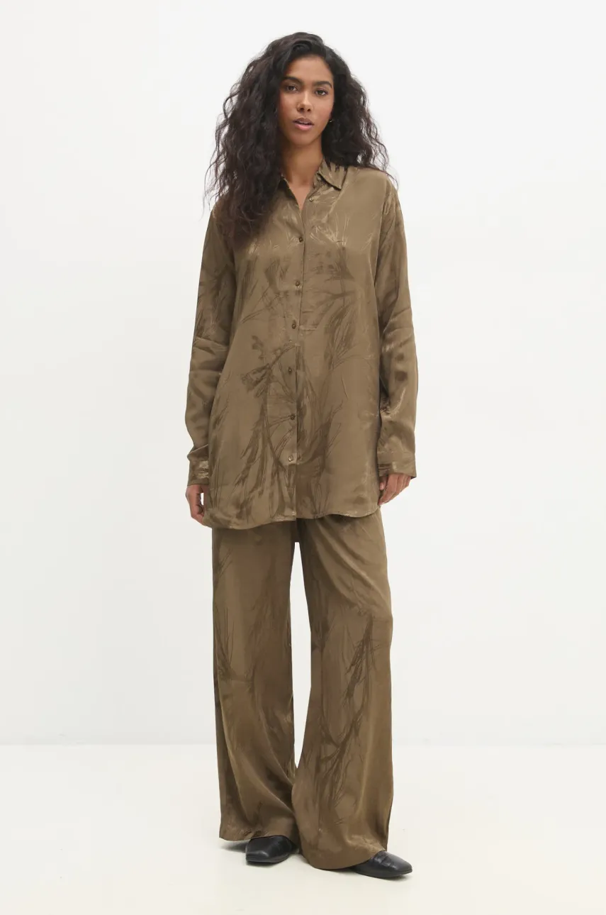 Рубашка Answear.LAB женская цвет зелёный relaxed классический воротник Рубашка Answear.LAB женская цвет зелёный relaxed классический воротник