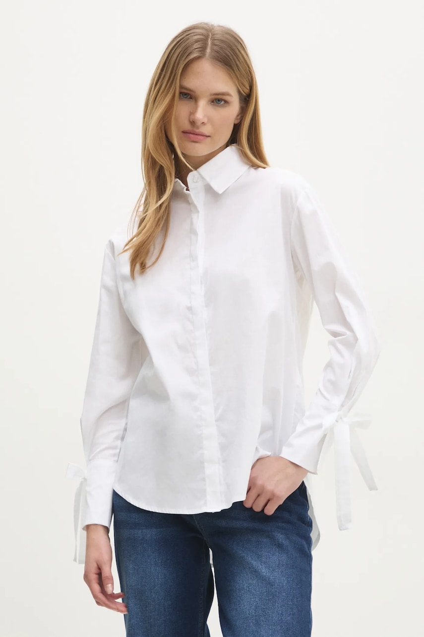 Answear Lab camasa femei, culoarea alb, cu guler clasic, relaxed