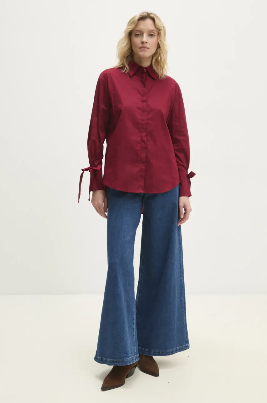 Рубашка Answear.LAB женская цвет красный relaxed классический воротник Рубашка Answear.LAB женская цвет красный relaxed классический воротник