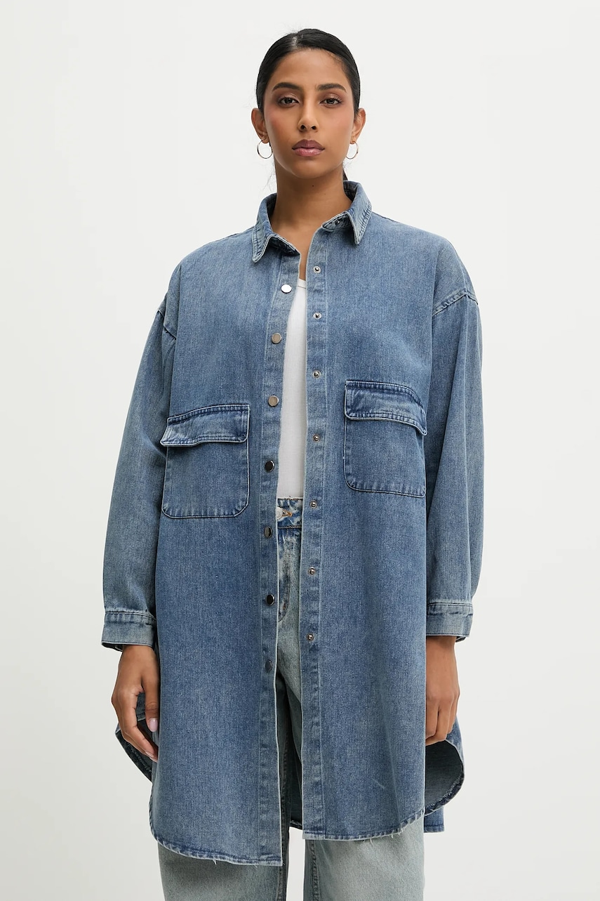 Answear Lab camasa din denim cu guler clasic, relaxed
