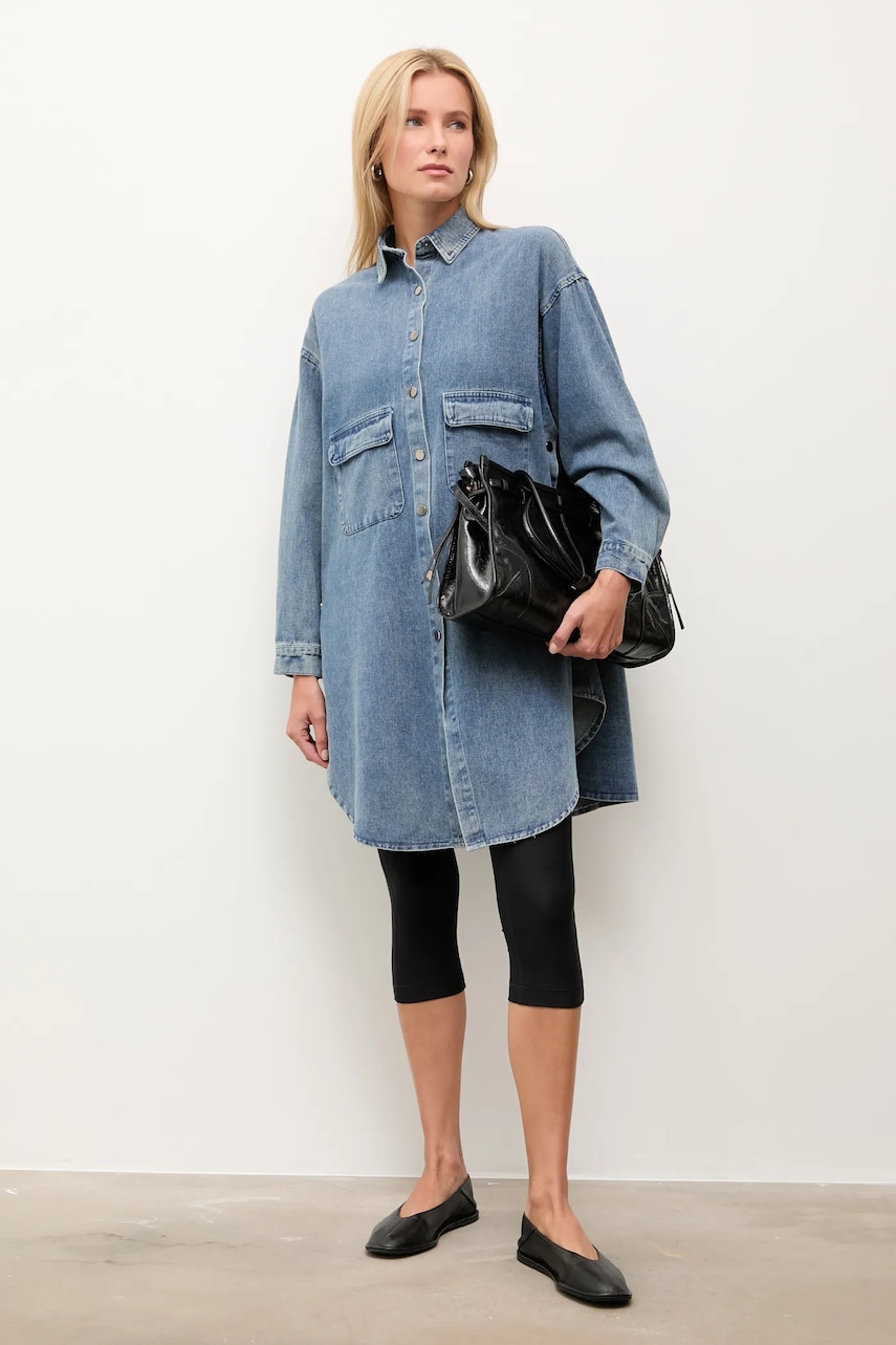 Answear Lab cămașă din denim cu guler clasic, relaxed