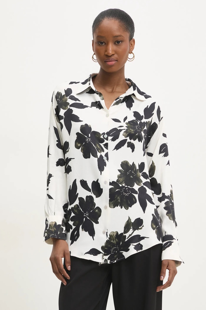 Answear Lab camasa femei, culoarea negru, cu guler clasic, relaxed