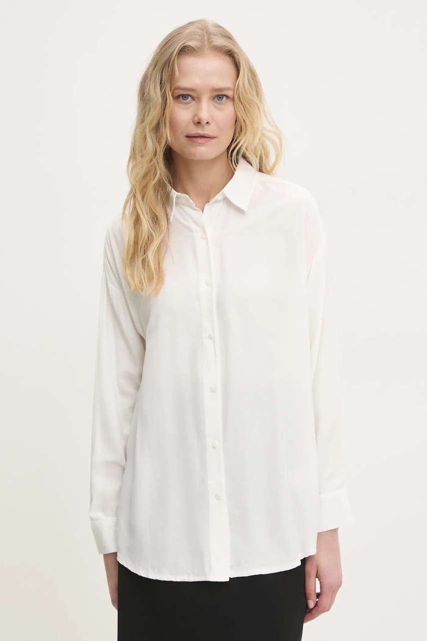 Answear Lab camasa femei, culoarea alb, cu guler clasic, relaxed