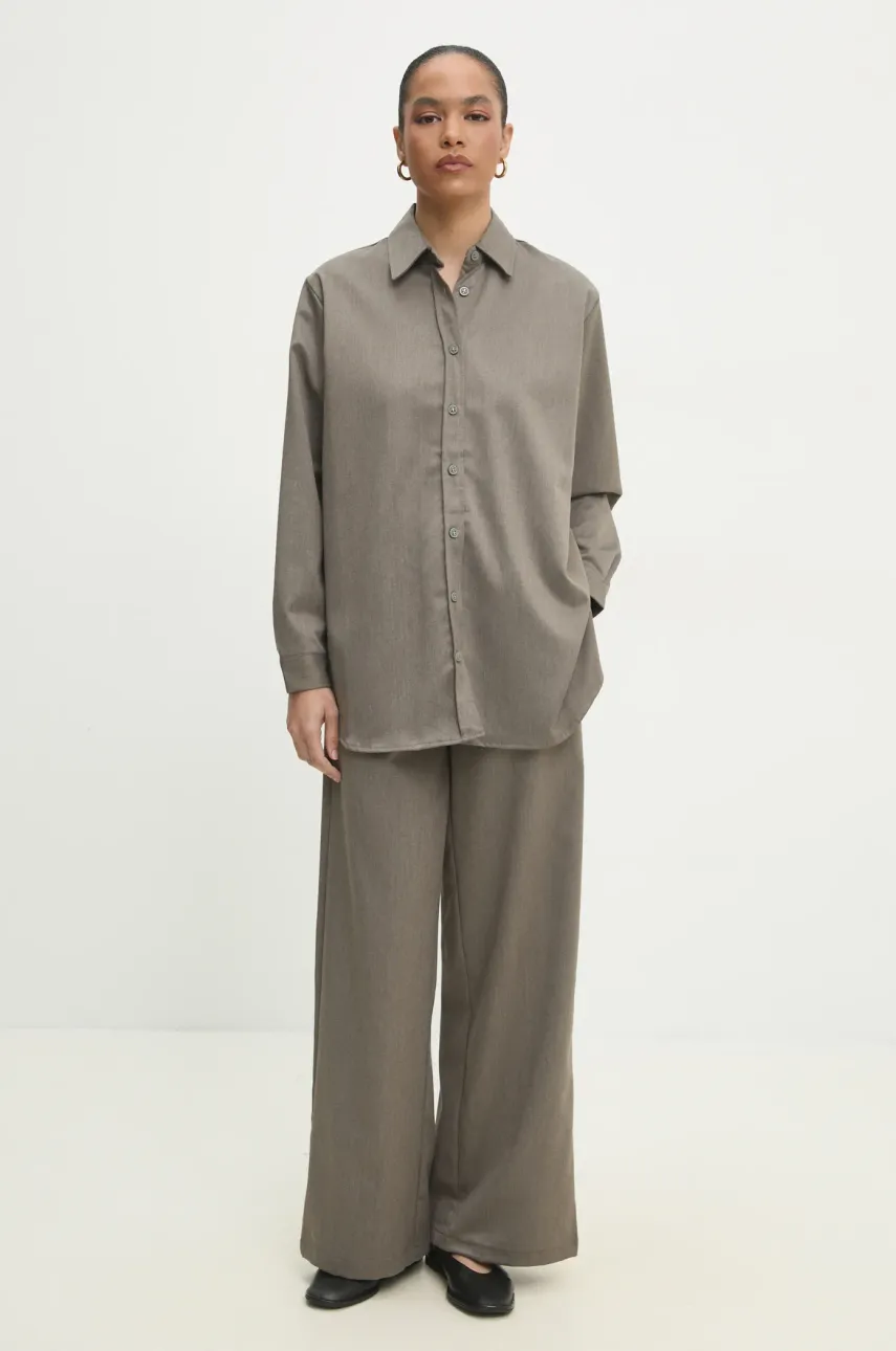 Рубашка Answear.LAB женская цвет зелёный relaxed классический воротник Рубашка Answear.LAB женская цвет зелёный relaxed классический воротник