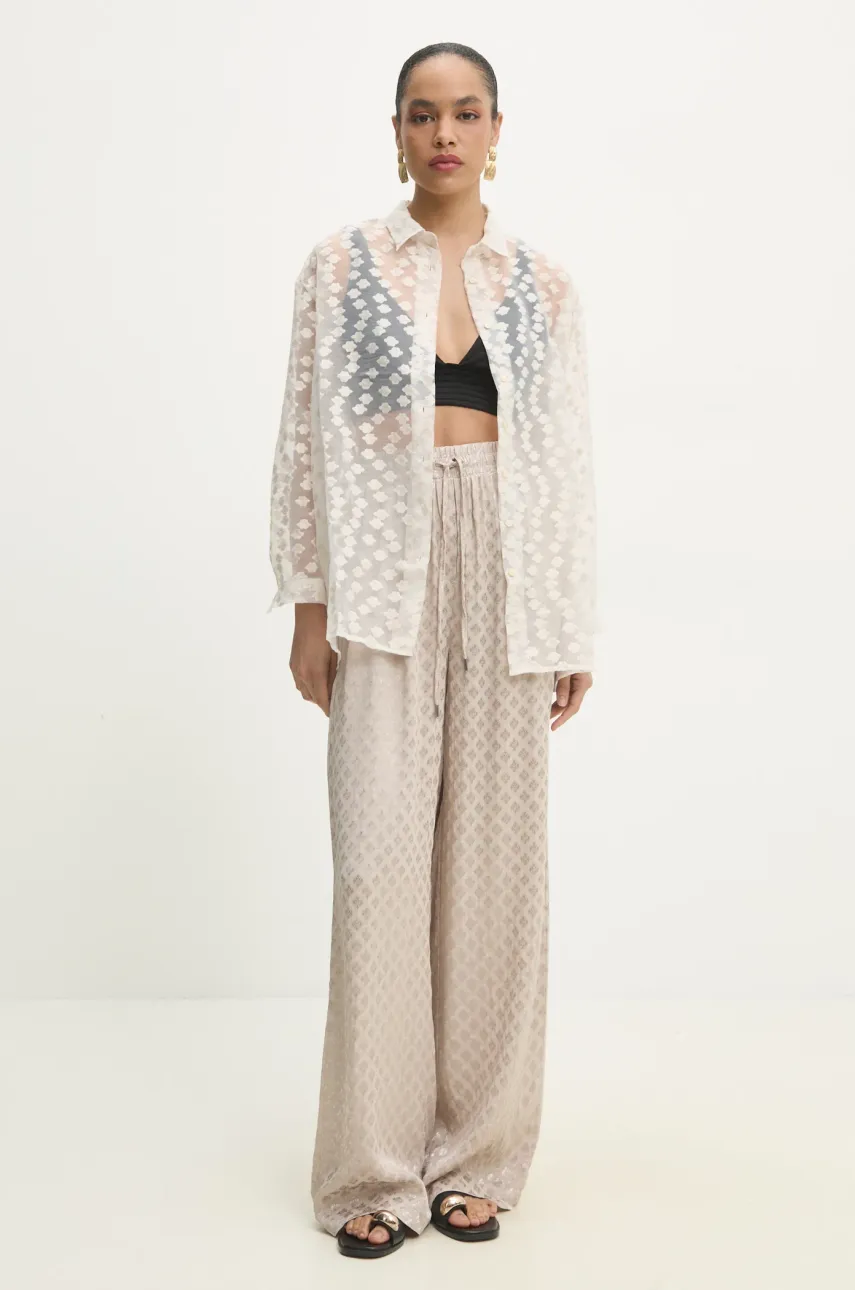 Рубашка Answear.LAB женская цвет бежевый relaxed классический воротник Рубашка Answear.LAB женская цвет бежевый relaxed классический воротник