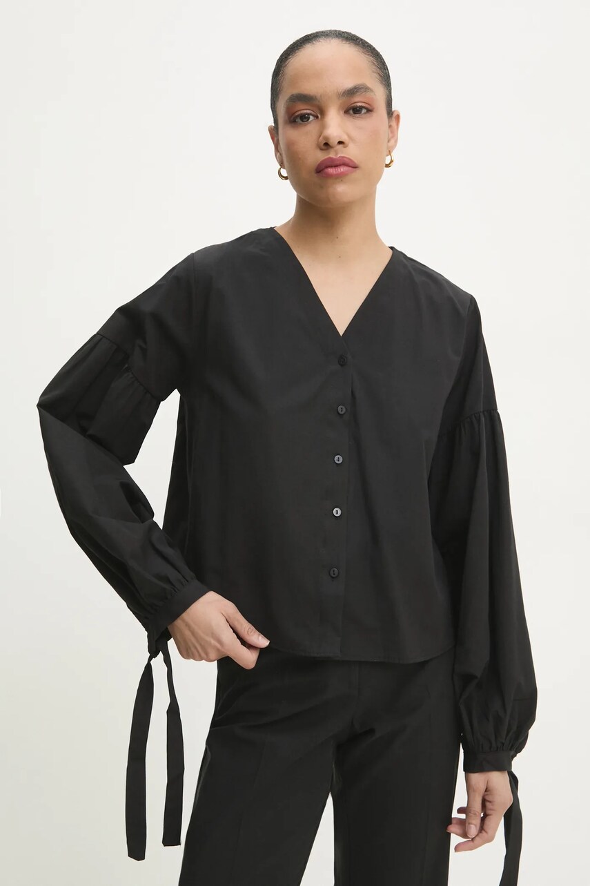 Answear Lab camasa femei, culoarea negru, relaxed