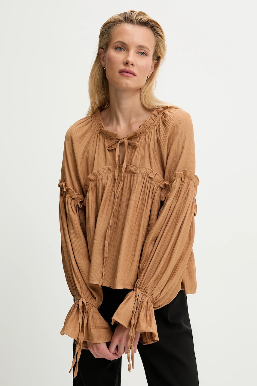 Answear Lab bluza culoarea bej, neted