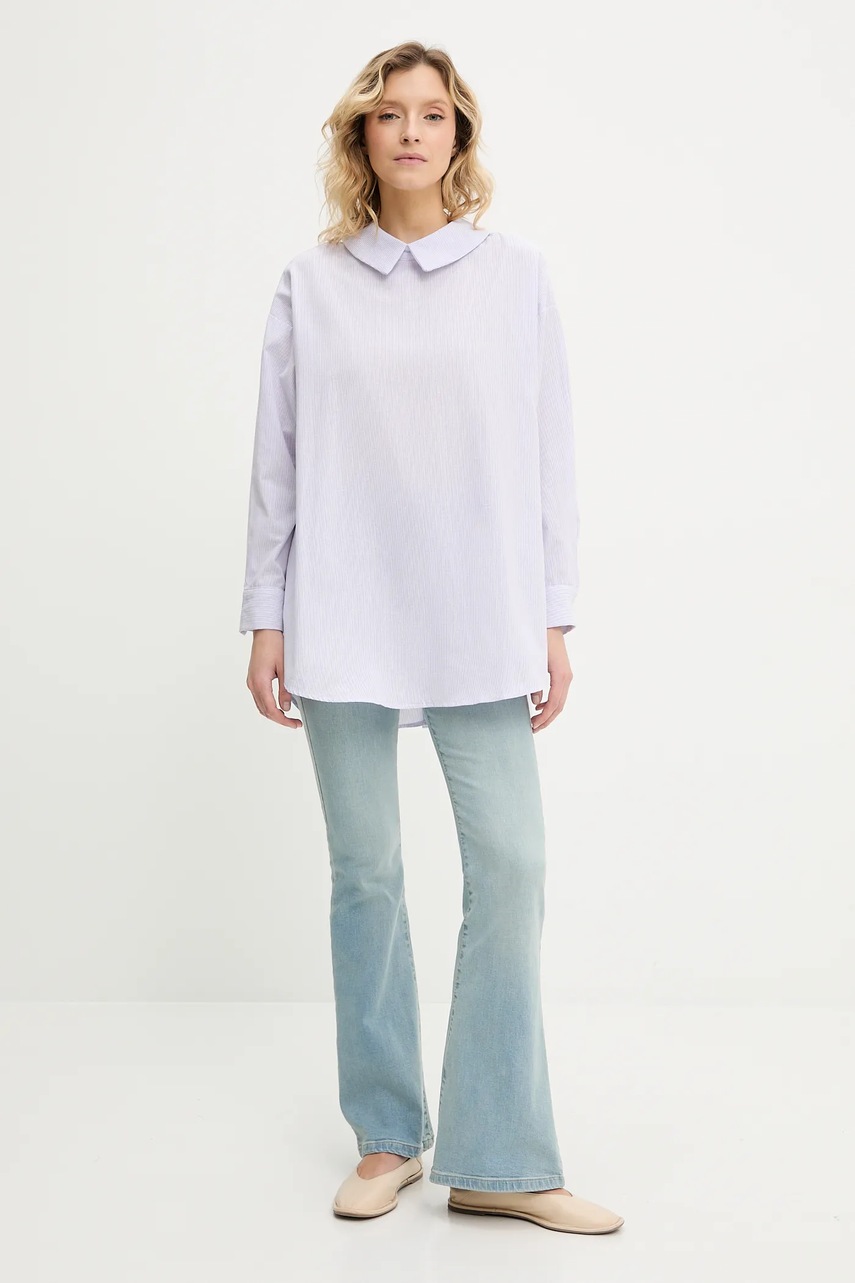 Льняная рубашка Answear.LAB цвет фиолетовый relaxed классический воротник