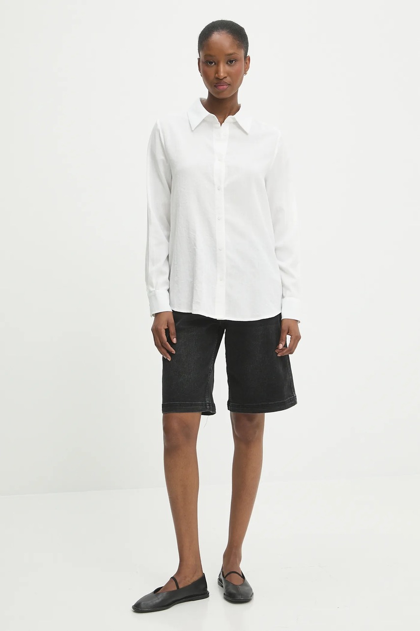 Льняная рубашка Answear.LAB цвет белый regular классический воротник