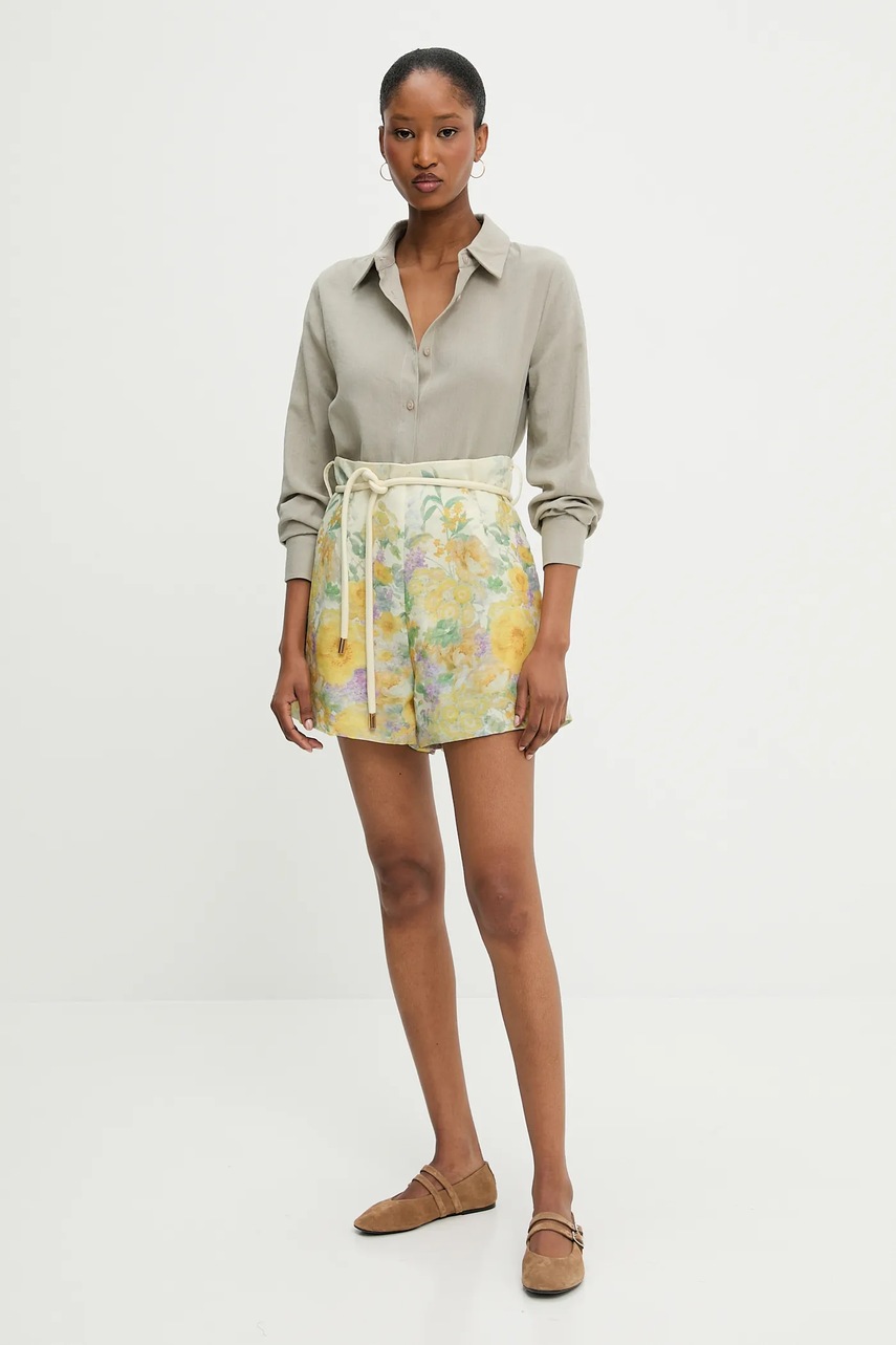 Льняная рубашка Answear.LAB цвет бежевый regular классический воротник