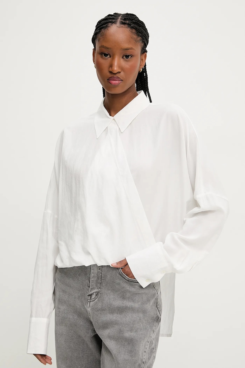 Answear Lab camasa femei, culoarea alb, cu guler clasic, relaxed