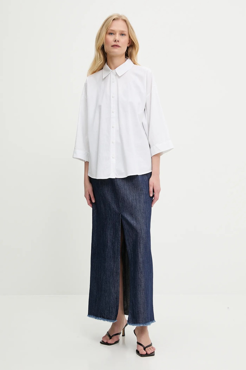 Хлопковая рубашка Answear.LAB цвет белый relaxed классический воротник Хлопковая рубашка Answear.LAB цвет белый relaxed классический воротник