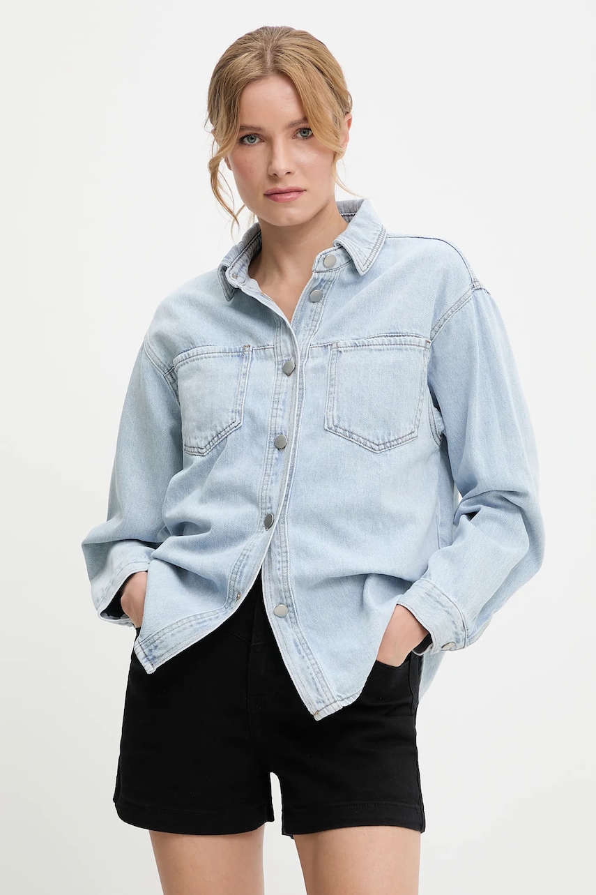Answear Lab camasa din denim cu guler clasic, relaxed