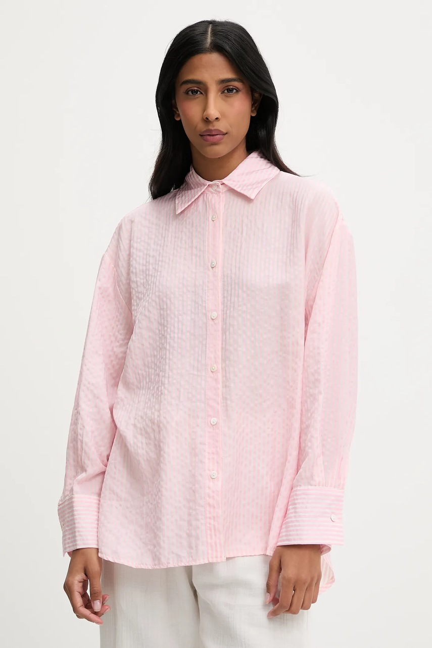 Answear Lab camasa culoarea roz, cu guler clasic, relaxed