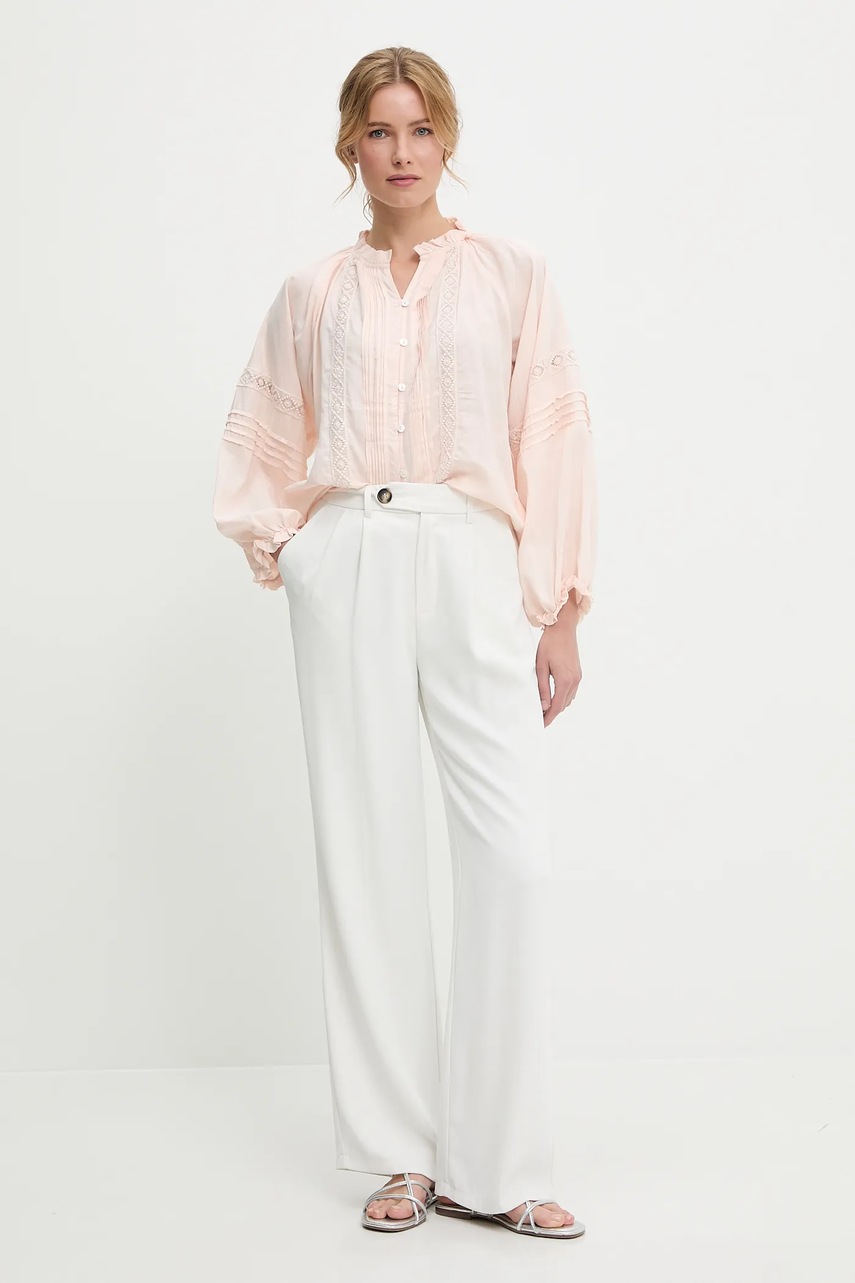 Хлопковая рубашка Answear.LAB цвет розовый relaxed со стойкой