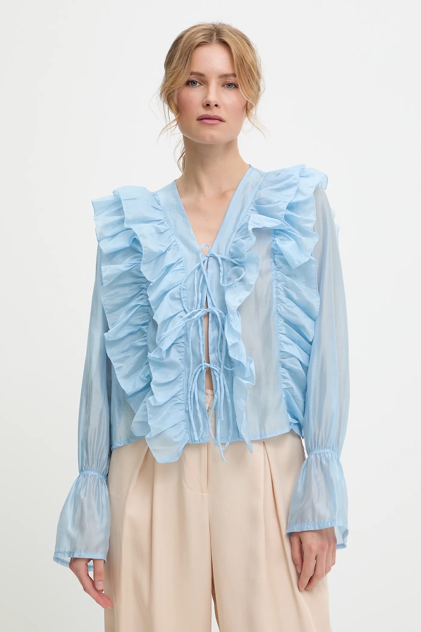 Answear Lab cămașă cu un decolteu legat, regular - 0 | YEO