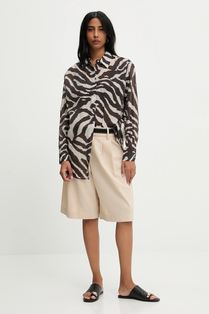 Рубашка Answear.LAB цвет коричневый relaxed классический воротник