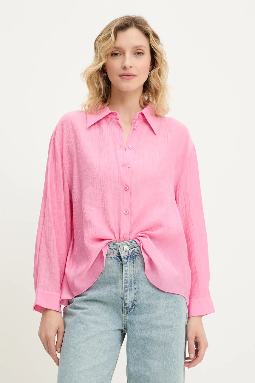 Answear Lab camasa culoarea roz, cu guler clasic, relaxed
