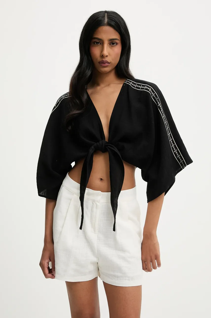 camasa din bumbac culoarea negru, relaxed