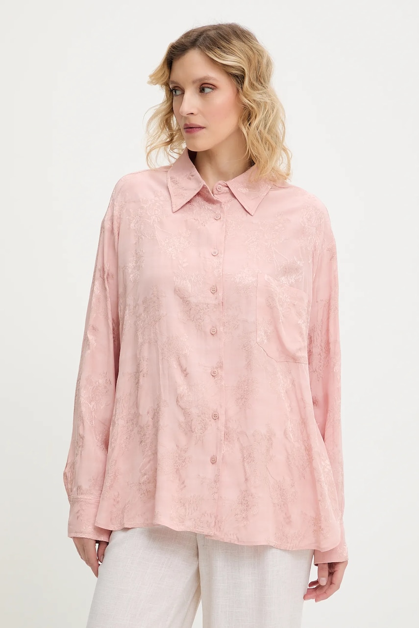Answear Lab camasa culoarea roz, cu guler clasic, relaxed
