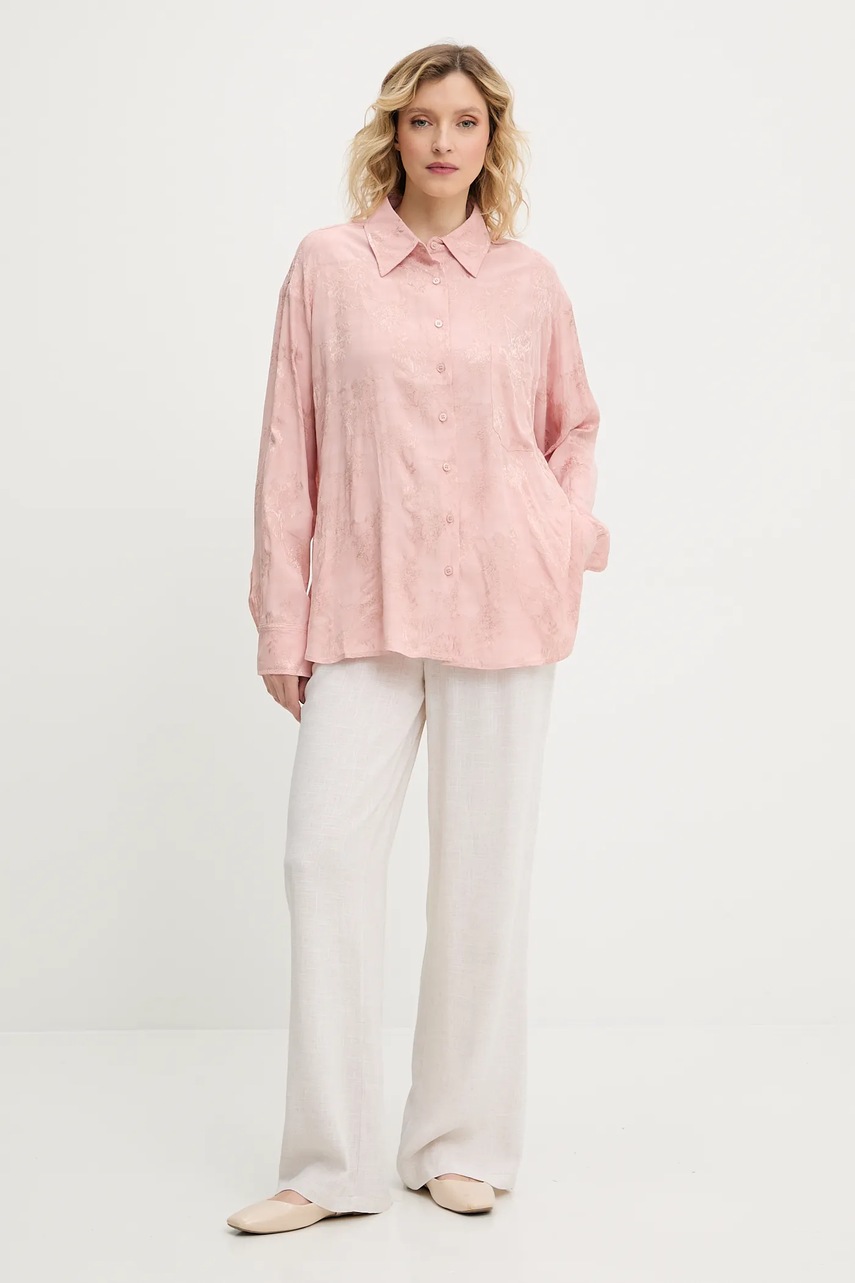 Рубашка Answear.LAB цвет розовый relaxed классический воротник Рубашка Answear.LAB цвет розовый relaxed классический воротник